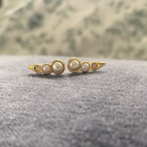 Edgy Gold and Pearl Stud Earrings
